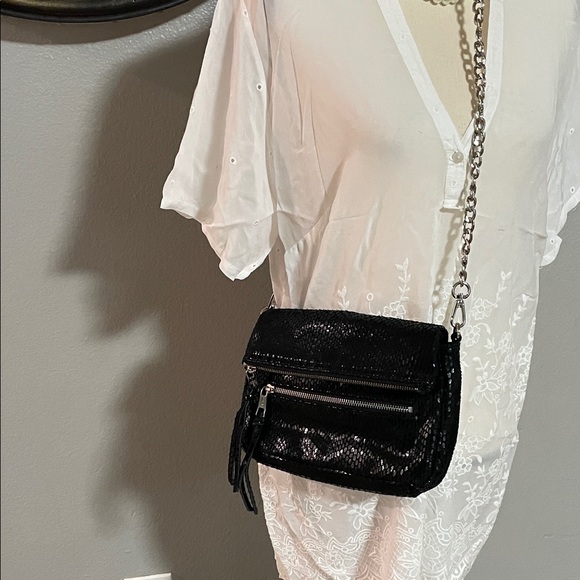 SORIAL NEW YORK Black Embossed Snake Women's  Crossbody Bag - Picture 6 of 8